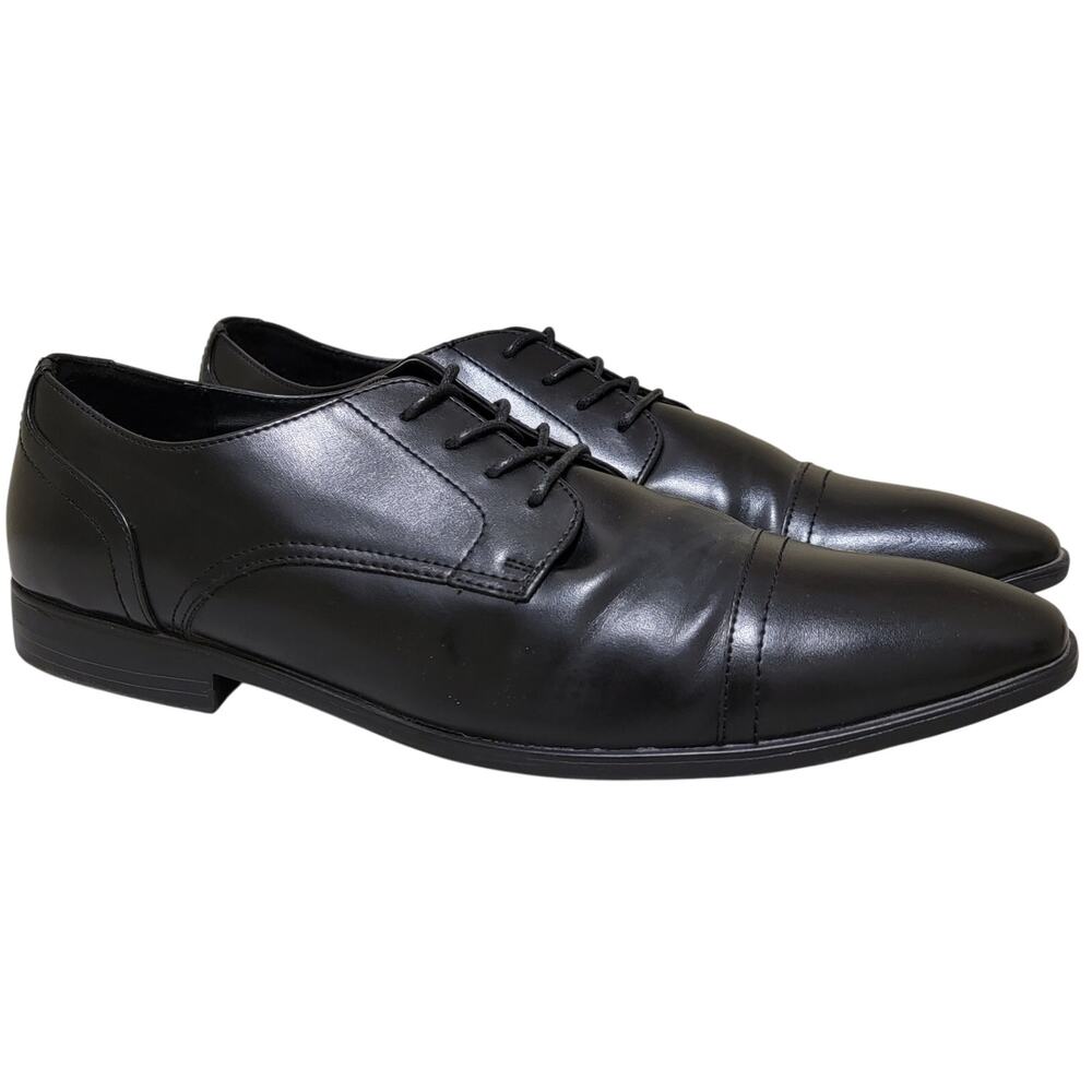 Alfani Men Faux Leather Cap Toe Derby Oxfords Quincy Size US 11.5M Black